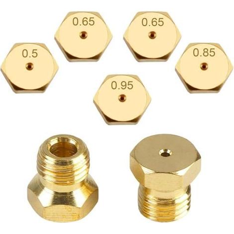 LOT 5 GICLEUR BUSES UNIVERSELLES CONVERSION BOUTEILLE BOMBONNE GPL GAZ BUTANE Ø6MB 0.5 0.65 0.65 0.85 0.95 BRULEUR CUISINIÈRE (1/5)