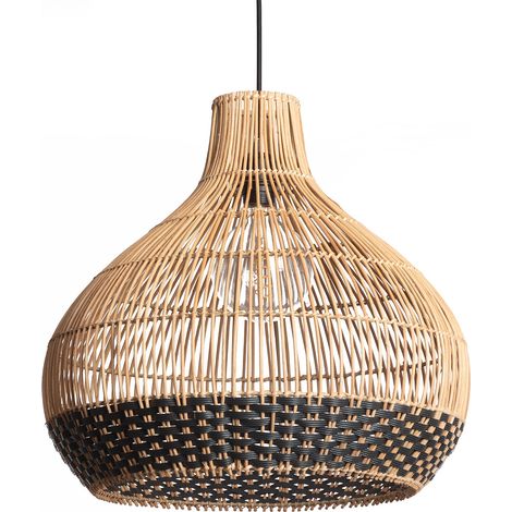 Pendelleuchte Rattan Amari ILUZZIA Natürlich / Schwarz (1/3)