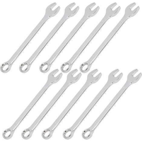 Lot de 10 clés mixtes à cliquet ouvertes industrielles à double extrémité, outil de quincaillerie 15 mm (1/5)