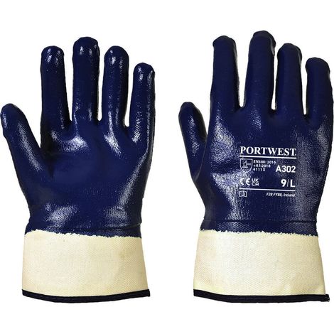Guanto in nitrile con rivestimento completo, polsino colore: Navy, taglia M - Portwest