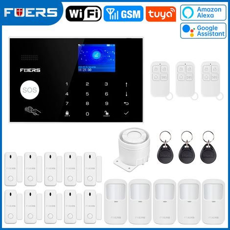 (Pack 9) Système d'alarme de sécurité domestique sans fil Wi-Fi GSM, compatible avec le contrôle via application. (1/5)