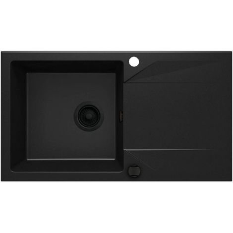 Lavello cucina in granito con 1 vasca e gocciolatoio 78x44 cm nero - Kalo