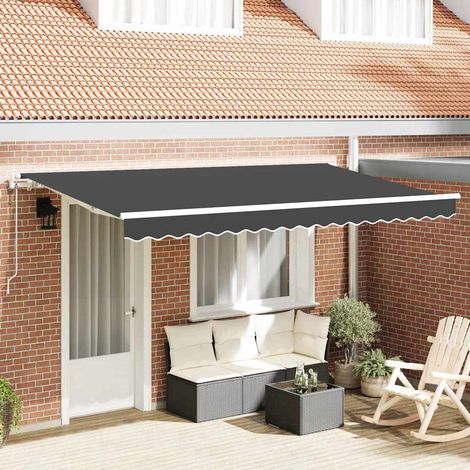 Einziehbare Markise Anthrazit 350 x 200 cm Stoff