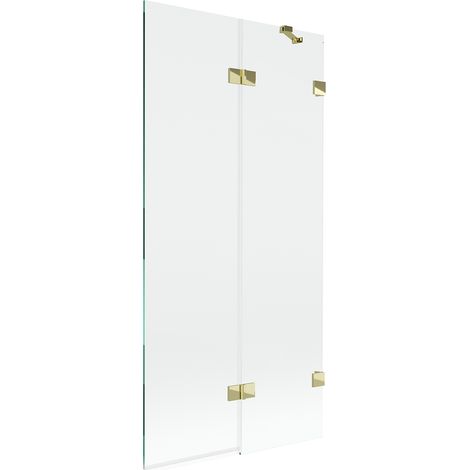 Mexen Lunar mampara de ducha de 2 hojas derecha 90 x 150 cm, transparente, dorado - 897-090-100-50-00-P (1/5)