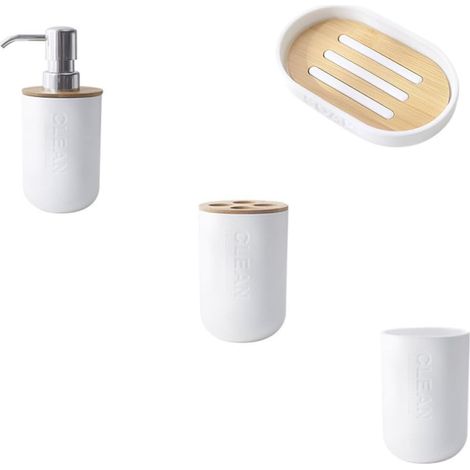 Ensemble de salle bain Healeved 1 pièce , blanc , comprenant un porte-brosse à dents , porte-savon e (1/5)