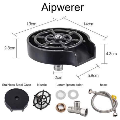 NALOOKAMIC Rince Verre Evier,Rondelle De Tasse En Acier Inoxydable，Apporter Joint En T Et Tuyau De 80 Cm Automatique Tasse Rondelle Nettoyant,Portable Tasse Machine à Laver Rinceuse Pour Ménage Bar Ca