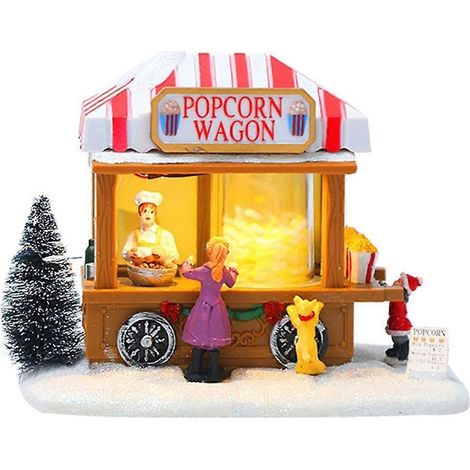 Veilleuse musicale Maison enneigée Décorations de Noël Décoration de rebord de fenêtre Cadeaux de Noël B (1/5)