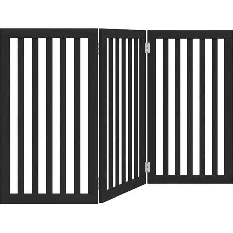 Barrière de sécurité pour chien animaux de compagnie pliable 3 panneaux bois de peuplier noir