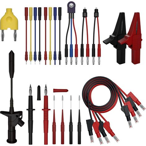 Lot de 25 câbles de multimètre pour test de bornes électriques avec clip banane et sondes de perçage (1/5)