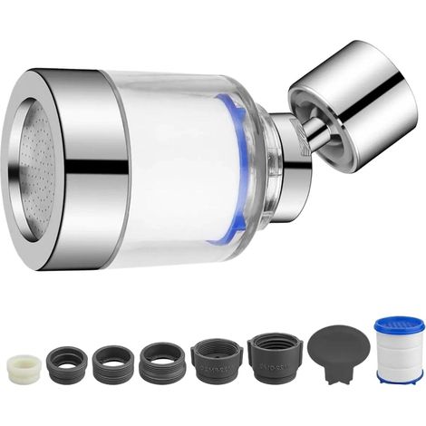 360° Universal-Wasserhahnfilter – 2 PP-Baumwollkartuschen inklusive  Adapter für mehrere Wasserhähne  Schnelle Installation  Für Küche, Bad und Spüle  Effektive Filtration