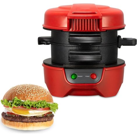 Presse à hamburgers électrique, appareil steak haché et sandwich petit-déjeuner, grill avec plaques antiadhésives pour cuisine familiale (1/5)