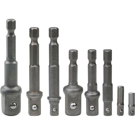 8 Pièces 1/4" 3/8" 1/2" Porte Embouts Magnétique Extension de Vissage Adaptateur Tournevis Hexagonal/Carré Assortiment (1/5)