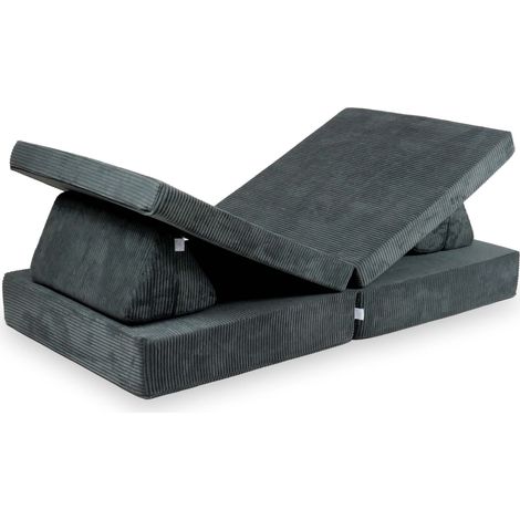 Canapé de jeu Montessori Standard en velours côtelé graphite (1/5)