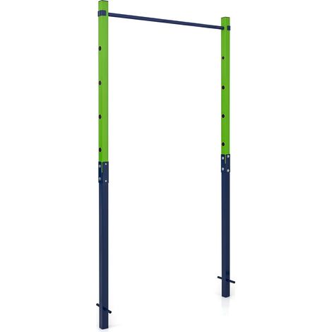 COSTWAY Barre de Traction Extérieure, Barre de Fitness Réglable en Hauteur sur 5 Niveaux, Protections Anti-chocs, pour Enfants Adolescents Adultes, pour Gymnastique Parc, 115 x 5 x 231,5 cm (Bleu) (1/5)