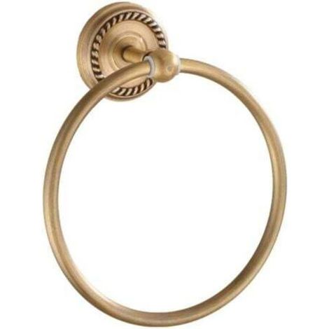 Round Steel Wall-Mounted Towel Ring for Bathroom or Kitchen, Gold Towel Holder, Shower Accessory (16 cm) - Antique Brass Finish