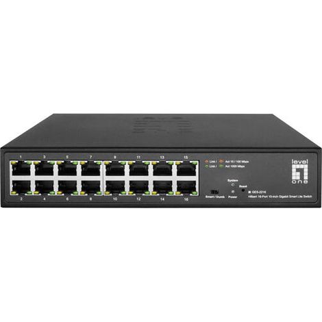 LevelOne GES-2216 Hilbert conmutador Smart Lite Gigabit de 16 puertos y 10 pulgadas (1/4)