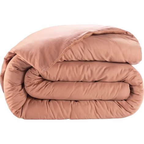 Housse de couette en satin de coton 220 x 240 cm Uni rose