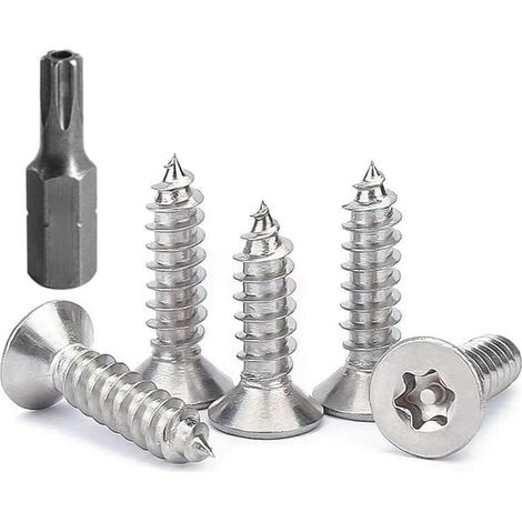Vis de Sécurité en Acier Inoxydable - Tête Fraisée M4/M5 Torx Antivol et Inviolable - Argent (M550mm 20pcs) (1/5)