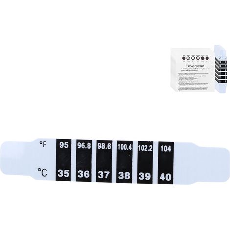 Bandes thermométriques frontales autocollantes réutilisables pour la prise de température des bébés, des enfants et des adultes, en voyage et au quotidien (50 pièces / sachet) (1/5)