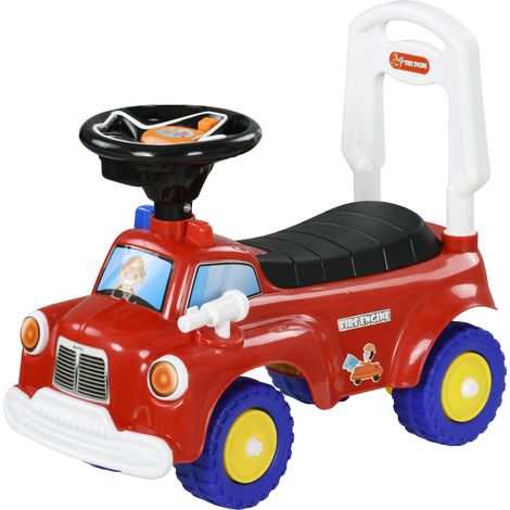 Trotteur porteur enfant camion pompier rouge avec coffre phares musique 18-36 mois