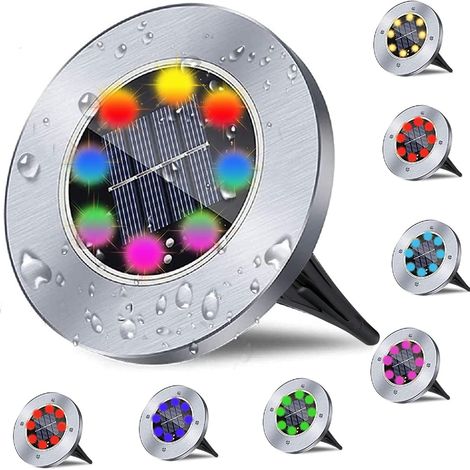 Luces solares impermeables para jardín, luces solares mejoradas, brillantes e impermeables para instalación en el suelo, iluminación paisajística para entrada de vehículos, patio, terraza, césped, ter (1/5)