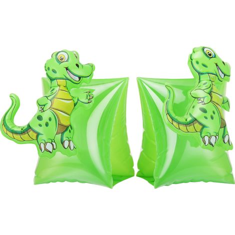 Brassards de natation pour enfants - Manchons gonflables dinosaures verts mignons pour piscine, brassards et bouées ailes de natation de dessin animé, taille S (1/5)