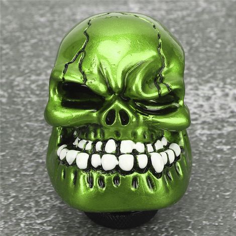 Totenkopf-Schaltknauf mit modifiziertem Schalthebel, 8 mm / 10 mm / 12 mm Adapter, Grün (1/5)