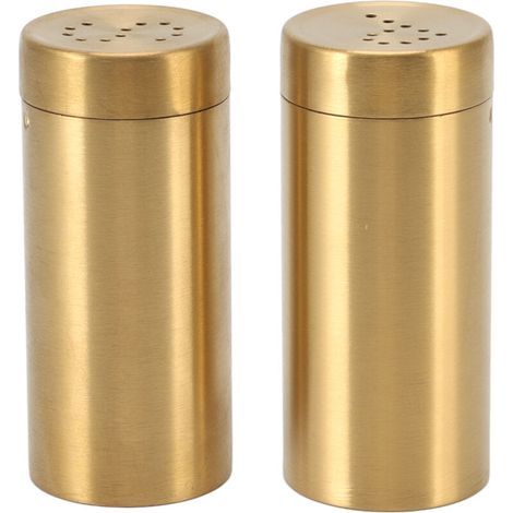 Pot à épices doré en acier inoxydable, 2 pièces, vis antirouille, bouteille d'assaisonnement à dessus ouvert pour sel, sucre, poivre, paprika (1/5)