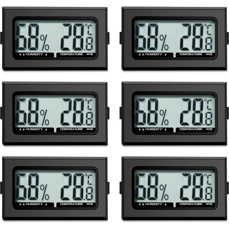 Digital Indoor Thermometer Hygrometer Mini Hygrometer Indoor Thermometer for Reptiles Digital Hygrometer, for Office, Kitchen, LCD Thermometer Incubator, Greenhouse Thermometer (6) (1/4)