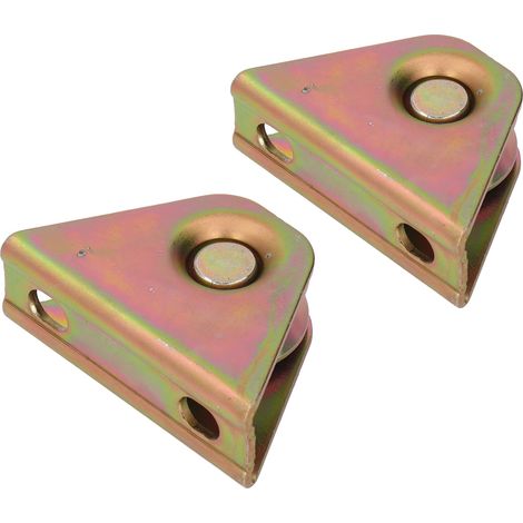 2 poulies à gorge en V de 38 mm en acier allié galvanisé pour rail de voie, destinées à l'industrie. (1/5)