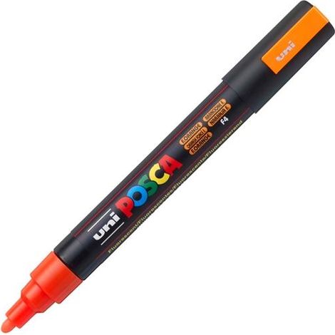 UNIBALL MARCADOR POSCA PC-5M  NO PERMANENTE PUNTA FORMA DE BALA 1,8 - 2,5 MM FLUOR NARANJA