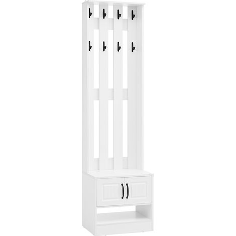 Mueble de entrada con zapatero de 2 puertas y 8 ganchos blanco 50x36x190 cm MODENUIT (1/5)