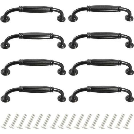 poignee de meuble cuisine noir 96mm 8 Pièces Poignée de Porte Poignee de Meuble Vintage Poignet de Porte Cuisine Alliage d'aluminium Poignee Meuble pour Porte,Espacement des trous de 96mm (1/5)