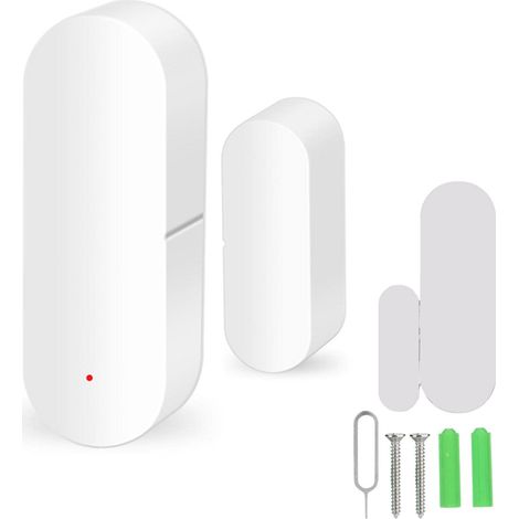 Capteur de Fenêtre de Porte Smart Wifi, Détecteurs D'alarme de Porte Ouverte/Fermée Compatible avec la Commande Vocale Google Home et Tuya, Notification Par SMS en Temps Réel (1/5)