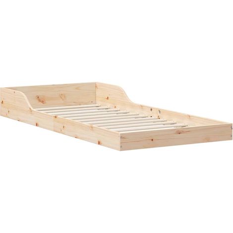 Bed Frame Brown 90 x 220 cm Solid Pine Wood vidaXL (1/5)