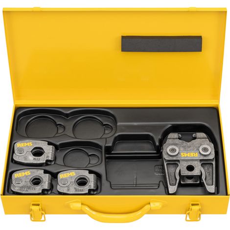 Set REMS S M 15+18+22 Z8 Set di anelli di pressatura 4 pezzi in valigetta di lamiera d'acciaio ( 574615 R )