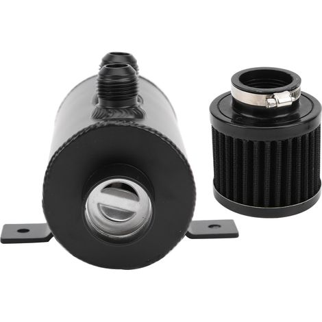 Bidon d'huile avec vanne de vidange et filtre 10 AN universel, 2 ports en aluminium 750 ml noir (1/5)