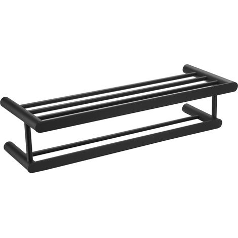 MEDICLINICS AI1323B AURA Repisa de Baño con Toallero Negro Mate - ref: AI1323B