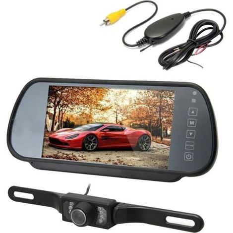Caméra de Recul 7" LCD TFT Moniteur Rétroviseur Caméra de Recul Sans Fil pour Voiture Automatique/ (1/5)
