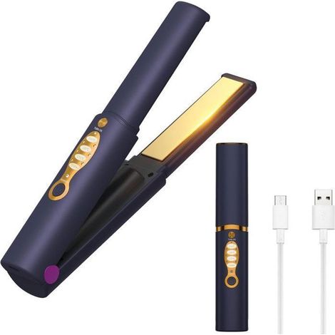 Fer à lisser et friser 2 en 1 , Mini 5000mAh - Plaque titane - Sans fil - 3 températures jusqu'à 210°C (1/5)