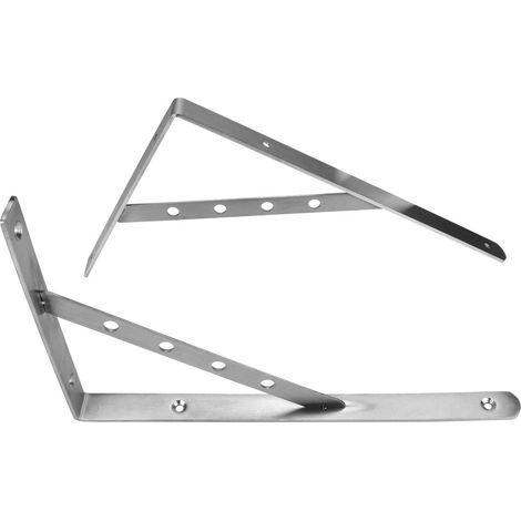 Support mural en acier inoxydable pour étagère triangulaire 2 pièces, 14 pouces, fixation pour bibliothèque. (1/5)