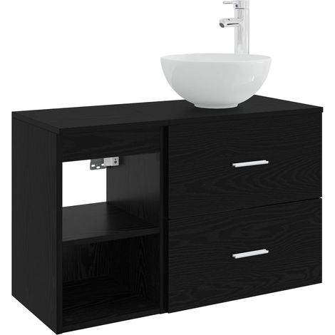 Badezimmermöbel-Set 2 pcs Schwarze Eiche Holzwerkstoff vidaXL