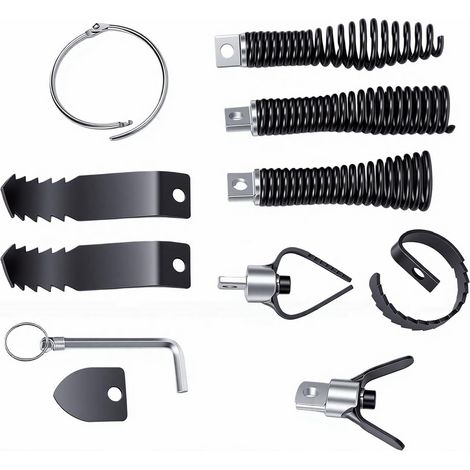 9 Pièces Ensemble D'Accessoires de Foret de Serpent de Drain Têtes de Coupe de Tarière avec Verrouillage à Vis pour Nettoyeurs de Drains Électriques Dissolvant de Bouchon Graisse (1/5)