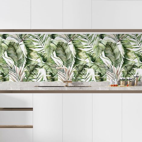 Crédence adhésive cuisine - Fleurs tropicales - 50x50 cm - Adhésif MAT (1/5)
