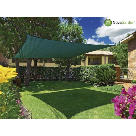 Kit sombreo triangular 3,6x3,6x3,6m verde poliéster 160 g/m² (1/3)