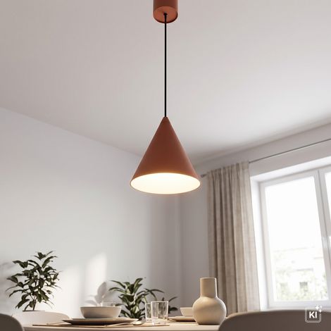 Hängelampe Metall GU10 D: 11 cm H: max. 130 cm Terrakotta Kegel Schirm Modern Pendelleuchte (1/5)