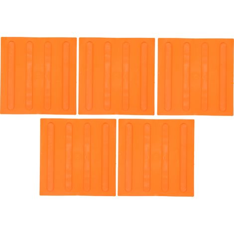 Lot de 5 plaques caoutchouc antidérapantes, bande podotactile orange pour trottoir, dalle signalétique non glissante, pavé tactile aveugle extérieur (1/5)