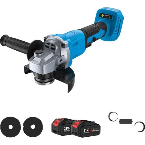 Meuleuse d'angle, moteur sans balais de 1500W, contrôle à 3 vitesses, EU-2 Batterie 1 Prise-Bleue (1/2)