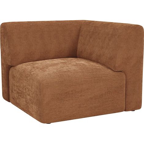 Module fauteuil d'angle en velours côtelé fines côtes terracotta POGNI de Maison Céphy (1/4)