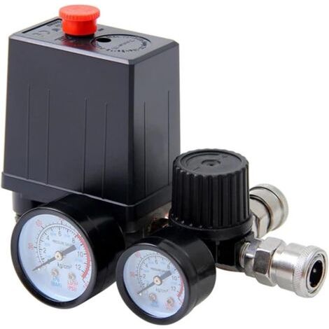QORVA-Pressostat compresseur 220 V/380 V,régulateur 4 ports,pressostat pompe à air,vanne de pompe à air 0-180 psi avec manomètre (220 V)